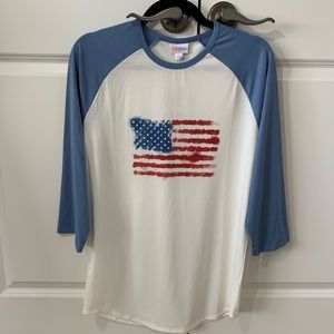 LuLaRoe Randy baseball tee Americana Large